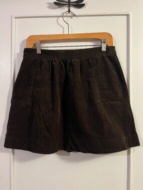 Dark Brown J-Crew Corduroy Mini Skirt, Size 4